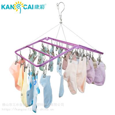 铝合金可折叠晒架 不锈钢晾袜架衣夹 42夹子防风加厚晾衣架 旅行神器