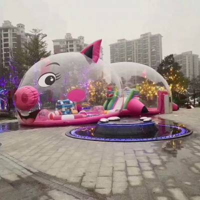 粉红小猪充气气模商场搞活动百万海洋球淘气堡乐园
