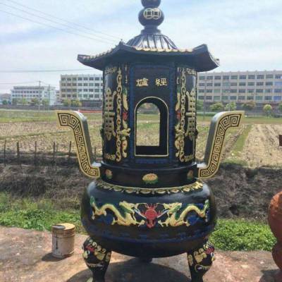 奥梵工艺祠堂烧金炉铸铁圆桶化宝炉寺庙圆形元宝炉