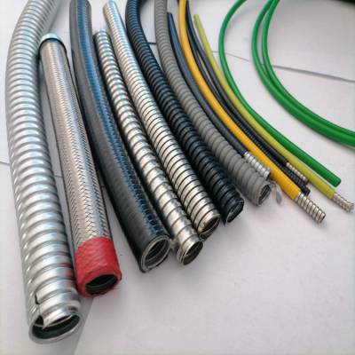 铠装光缆保护管P3型不锈钢金属软管黑色胶皮平包塑穿线管 DN32
