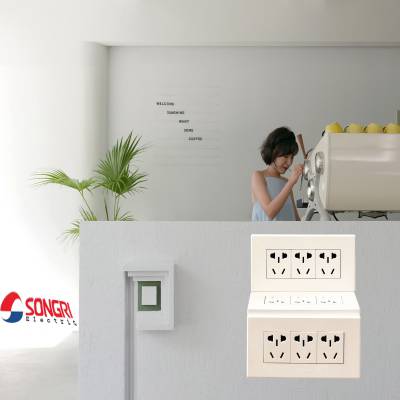 上海松日（SONGRI）十五孔墙壁插座10A 五五五孔多功能接线插座面板 家电电源插座