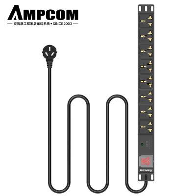 安普康AMPCOM PDU机柜插座8位16A开关+防雷多用孔 3米电源线