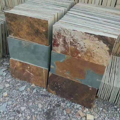 江西宜兴工厂出售黄锈石板岩 园林景观锈色板岩 老石板价格