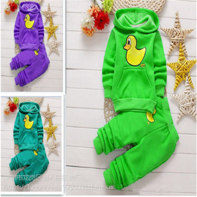 儿童库存卫衣尾货针织套装 韩版连帽男女童卫衣两件套地摊货源