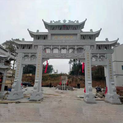 花岗岩石牌坊 景区寺庙村口大型景观石牌坊 石雕门楼按需定制