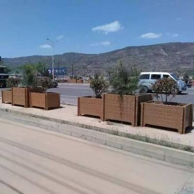 预制混凝土组合式仿木花盆 道路隔离工程景观花槽 园林景区花桶