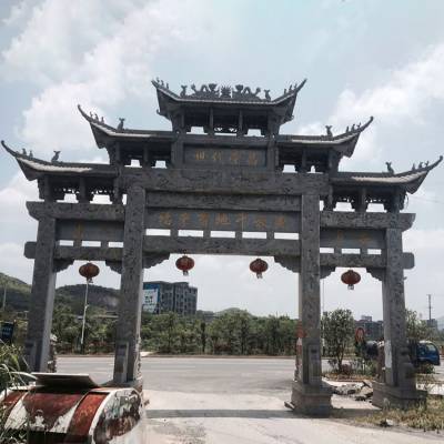 郑州市嵩阳中学石头大门 做工精细花岗岩石牌坊价格优惠