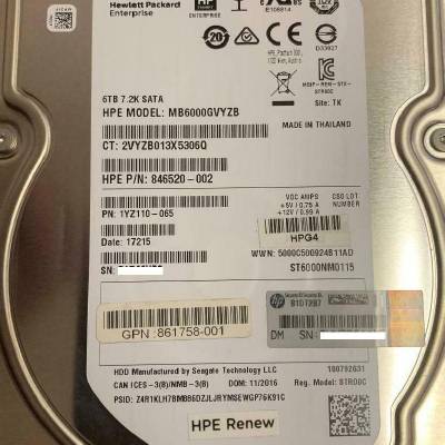 861742-B2 HP 862134-001 6TB 6G SATA 7.2K LFF Ӳ