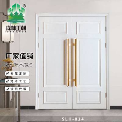 时尚简约烤漆门 办公室通用对开门镶线实木复合门 白色隔音套装门