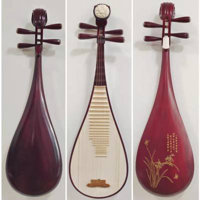 初学专业红木琵琶乐器 手工制作成人儿童琴 支持定做图案