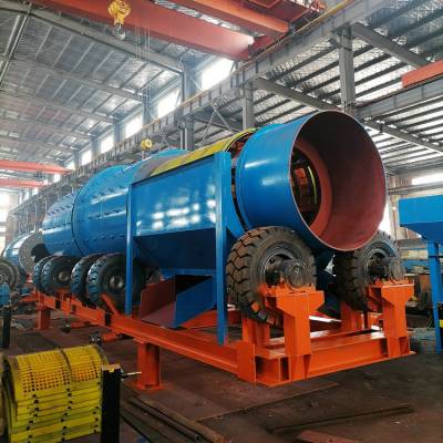 橡胶衬板滚筒洗石机 胶泥石材洗石机 无轴圆筒洗煤机 泥石筛洗一体机