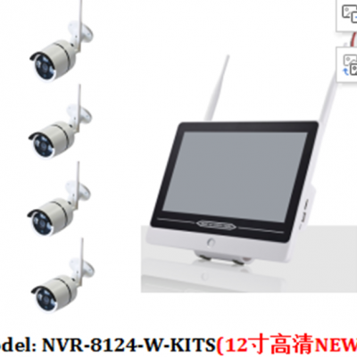 12寸高清屏新品4路 NVR-8124-W-KITS套包