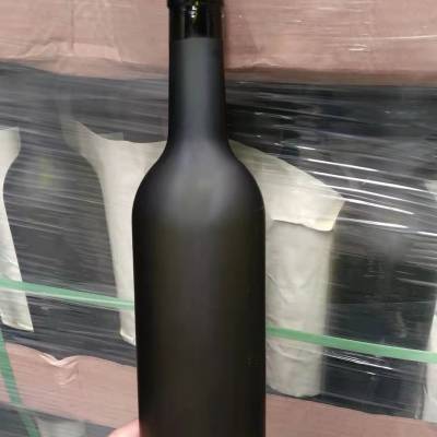 徐州誉华玻璃瓶厂家长期供应哑黑磨砂压口玻璃葡萄酒瓶