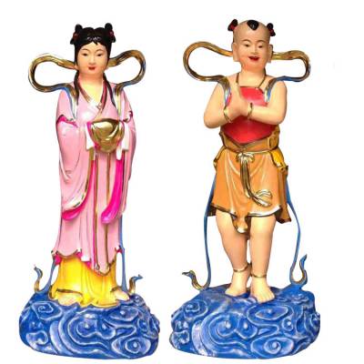 树脂雕刻金童玉女善财童子神像玻璃钢纯手工神像定制