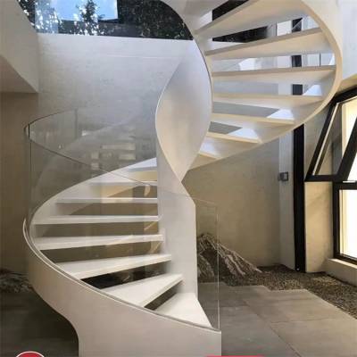 室内弧形玻璃旋转楼梯 别墅酒店玻璃旋转楼梯 免费设计