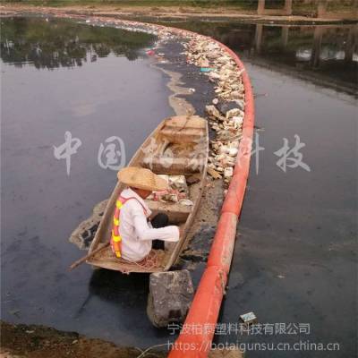 绍兴河道水生植物垃圾拦截浮筒 红色塑料拦污漂