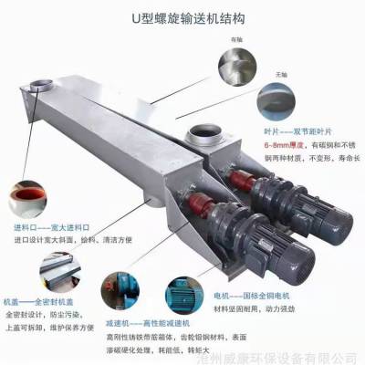 威康定制 不锈钢螺旋输送机 无轴叶片绞龙上料机