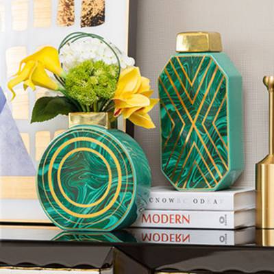 景德镇现代轻奢小花瓶 干花欧式客厅插花创意美式餐桌摆件