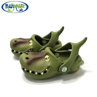 2020新款Polliwalks童鞋卡通儿童洞洞鞋户外休闲防滑沙滩鞋酷炫恐龙卡通亲子凉拖鞋春夏