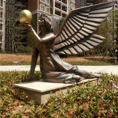希腊手捧金球女神仿真塑像 玻璃钢罗马天使雕塑