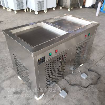 泰安商用炒冰机 450型双锅双压厚切炒酸奶机 工厂直发