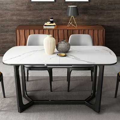 大理石餐桌椅组合家用意式极简长方形轻奢小户型餐台现代简约