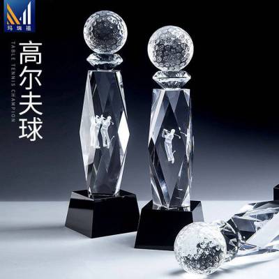 高尔夫创意水晶奖杯定制定做比赛奖牌创意内雕纪念品mvp奖杯上海