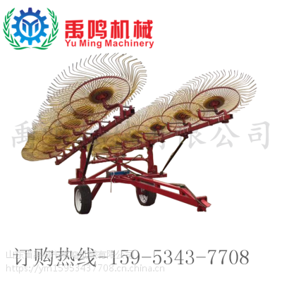 定制 大小指盘式圆盘搂草机大型牵引式弹齿牧草收集机械 玉米秸搂集机