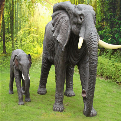 创意3d母子象仿真大象玻璃钢雕塑