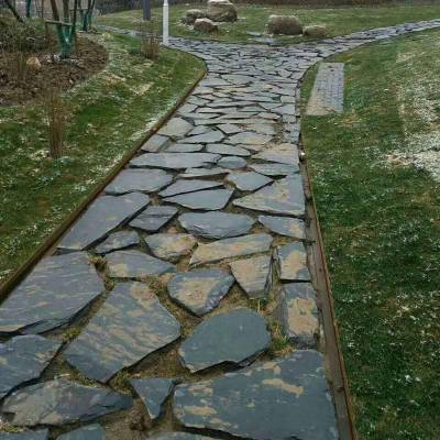 供应十堰市山村小路碎青石板地面砖_1-3公分不规则铺路乱形石板
