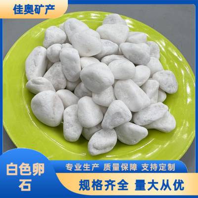 白石子庭院铺路装饰白色卵石 园林景观造景白色石子