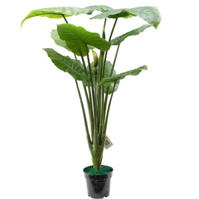 广东松涛工艺仿真仙芋盆栽厂家人造塑料植物盆栽批发假的塑料植物厂家
