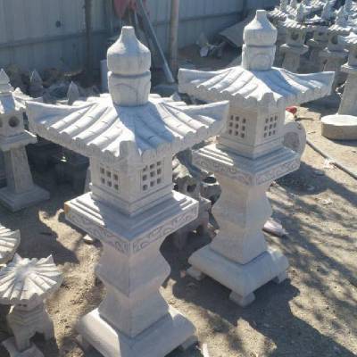 石雕石灯笼 青石仿古石灯塔 庭院草坪灯 园林酒店落地灯 石头灯摆件 创琦雕塑