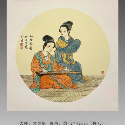 常美娟老师的工笔古典仕女图作品赏析花开香溢吾心若莲