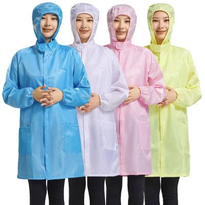 【***连帽大褂 防尘服长款男女无尘工作服车间食品厂带帽静电衣】价格