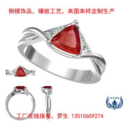 精美红水晶石银戒指来图来版订购欧版流行女款银戒子饰品工厂批发