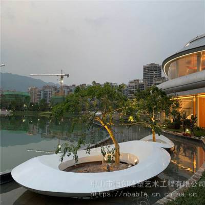 广州玻璃钢花池雕塑 玻璃钢树池雕塑 景观坐凳
