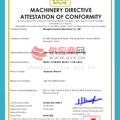 MACHINERY DIRECTIVEATTESTATION OF CONFORMITY