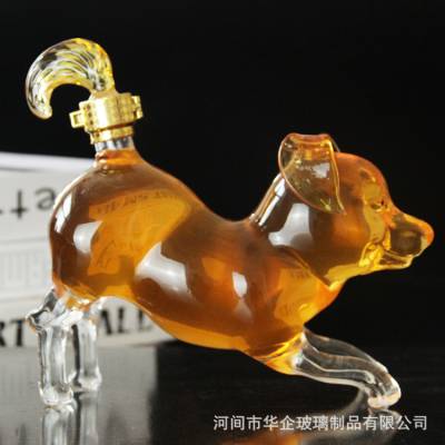 河间华企十二生肖酒瓶艺术工艺吹制玻璃酒瓶透明酒盒包装500ml