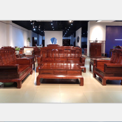 中山客厅红木家具刺猬紫檀新中式休闲沙发6件套新颖款式名琢世家
