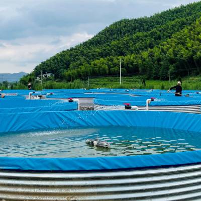 镀锌板支架鱼池户外养殖大型高密度圆形加厚刀刮布帆布灌溉蓄水池