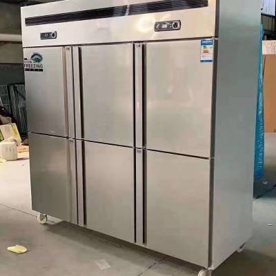 山东工程款不锈钢厨房冰箱，商用立式冷藏冷冻冰柜，对开门商用冰箱