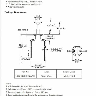 LTL81HKEKNN-0C1Aͺ ɫLED 633mm 鹦Ĺ75mW