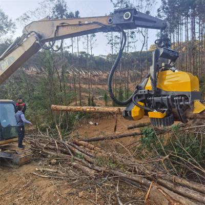 桉树伐木机 砍伐树木设备 轮式挖掘机伐木出售