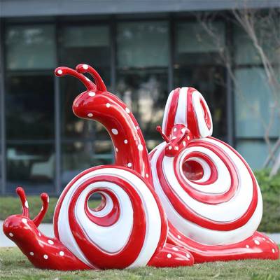 抽象蜗牛雕塑 简约抽象动物玻璃钢雕塑 户外花园网红景观雕塑摆件