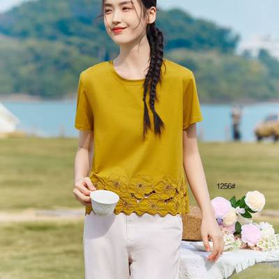 美颜子26夏设计感短袖 慵懒风宽松显瘦上衣 厂家库存尾货杂款打包走份