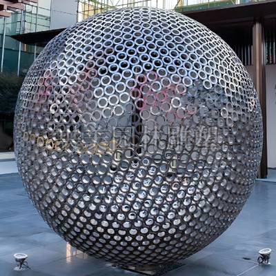 不锈钢镂空圆球景观雕塑-不锈钢镂空球雕塑