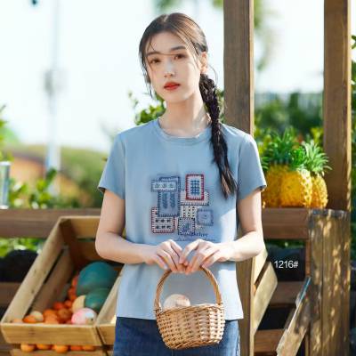 美颜子夏季新款女装 重工印花刺绣时尚上衣 大码女装时尚货源