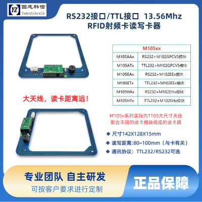 圆志科信RS232接口rfid射频识别支持***1443a协议读写IC卡CPU卡读写模块NFC阅读器M105