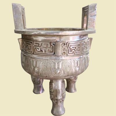 厂家加工定制景观纯铜圆鼎 开业摆件三足鼎寺庙院铜香炉供应